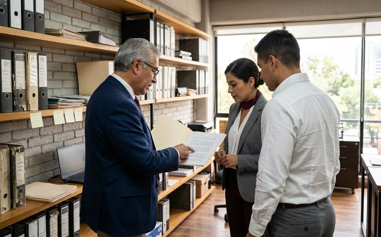 Consultores revisando un expediente técnico